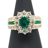 K18YG イエローゴールド エメラルド1.10ct ダイヤ1.21ct リング 指輪 レディース 11.5号 【中古】